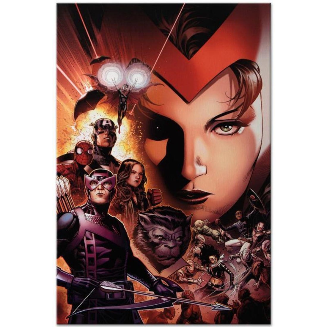 Marvel Comics "Avengers: The Children's Crusade #6" Numbered Limited Edition Giclee on Canvas by Jim: A piece of comic book history, this limited edition, from original art by Jim Cheung, depicts the classic characters Beast, Wiccan, and Captain America. Jim Cheung was named as one of 2005's "Young