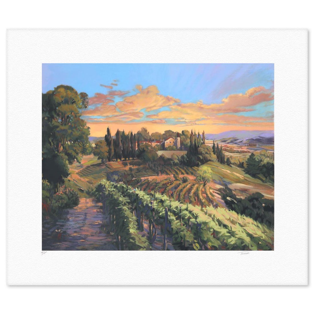 Jennie Tomao- Silkscreen "Vintage Harvest": Artist: Jennie Tomao. Medium: Silkscreen. Title: Vintage Harvest. Size: 22" x 26". Signature: Hand signed and numbered. Reference#: 74760.