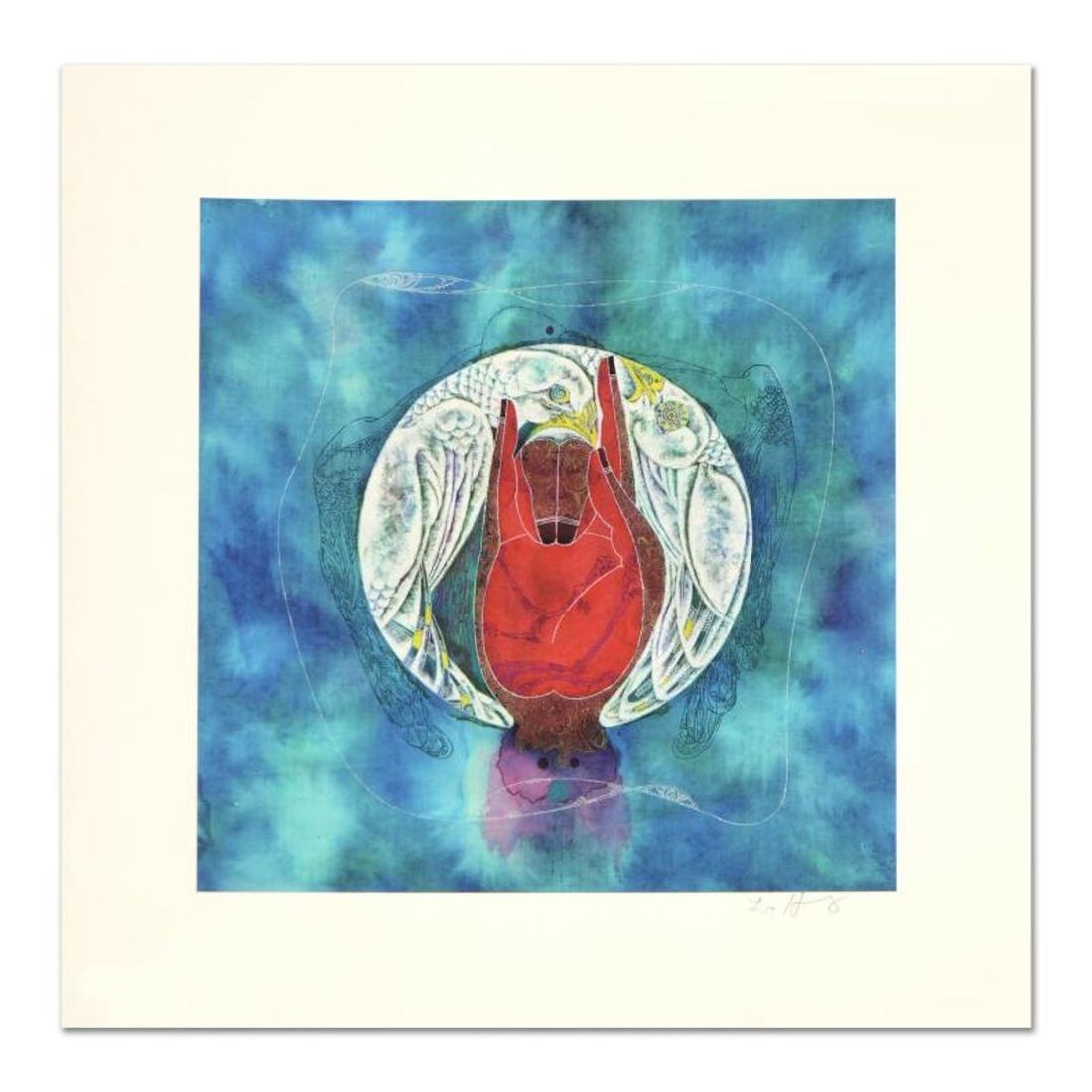 Lu Hong "Mudra Karana, Warding Off Evil" Hand Signed Limited Edition Giclee with Letter of: Mudra Karana, Warding Off Evil is an limited edition giclee on canvas, by Lu Hong. Hand signed by the artist, this piece comes with a letter of authenticity. Measures approx. 10" x 10" (image). Refere