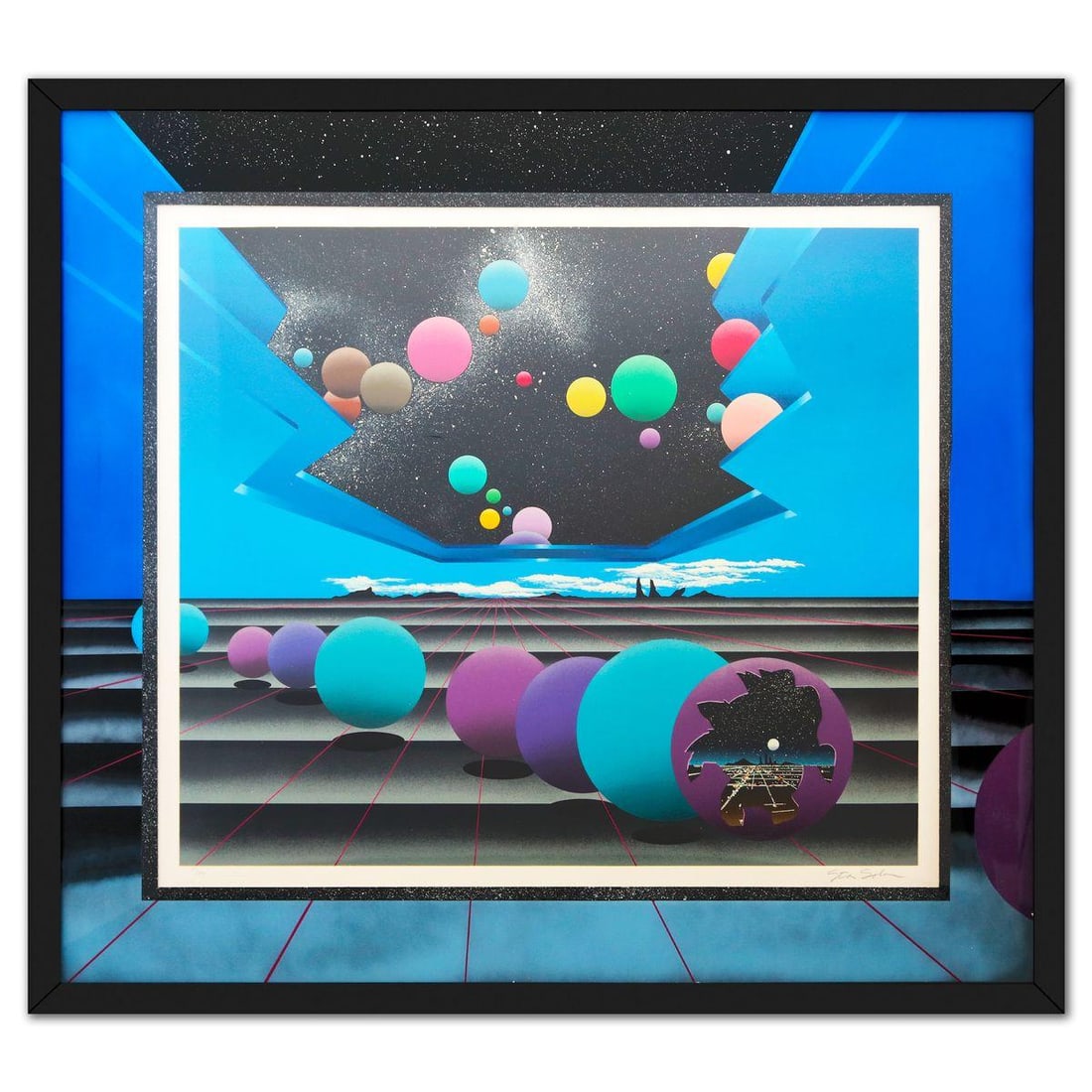 Stan Solomon- Serigraph "In the Begining": Artist: Stan Solomon. Medium: Serigraph. Title: In the Begining. Size: 41" x 46". Measures approx. 44" x 49" (framed). Signature: Hand Signed and numbered. Additional: 34/300. Reference#: 26392.