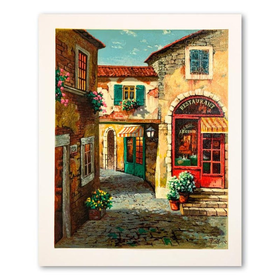 Anatoly Metlan, "At the Alley" Hand Signed Limited Edition Serigraph on Paper with Letter of: At the Alley is a limited edition serigraph on paper by Anatoly Metlan. It is numbered and hand signed and includes a letter of authenticity. Measures approximately 15" x 12" (image). Reference#: