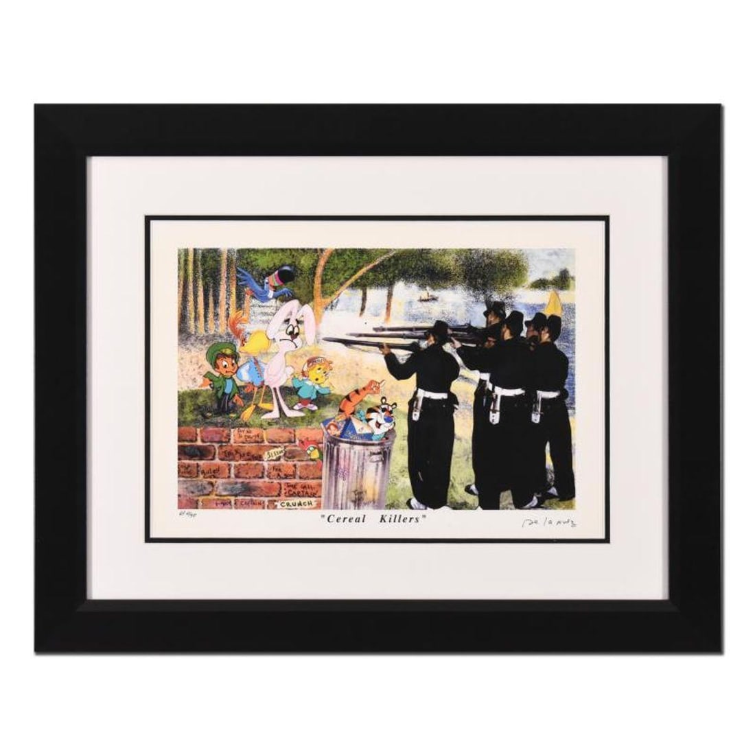 Nelson De La Nuez, "Cereal Killers" Framed Limited Edition Artist Proof, Numbered and Hand Signed: Cereal Killers is a limited edition artist proof on paper by Nelson De La Nuez, numbered and hand signed by the artist. This piece comes custom framed. Includes Letter of Authenticity. Measures approx