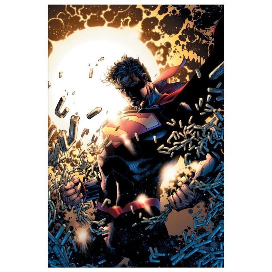 DC Comics, "Superman Unchained" Numbered Limited Edition Giclee on Canvas by Jim Lee with COA.: Superman Unchained is a limited edition giclee on canvas featuring variant cover art by Jim Lee from the 2014 comic. This piece comes gallery wrapped and includes a certificate of authenticity. Measur