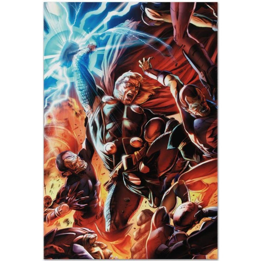 Marvel Comics "Secret Invasion: Thor #2" Numbered Limited Edition Giclee on Canvas by Doug: A piece of comic book history, this limited edition, from original art by Doug Braithwaite, depicts a mighty Thor. Doug Braithwaite started out working on British comics, like 2000 AD and A1, but is