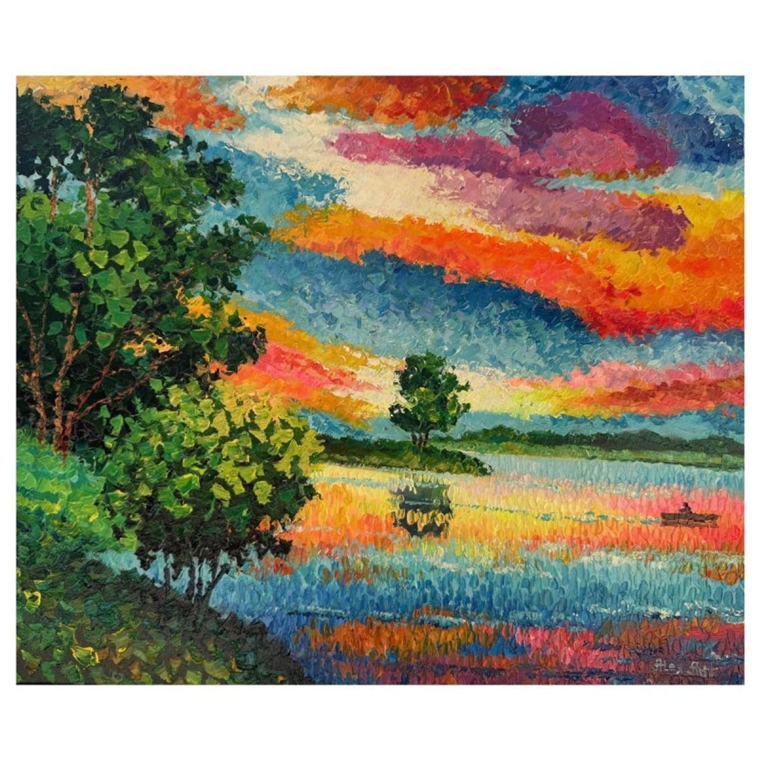 Alexander Antanenka, "Lost In The Sunset" Hand Signed Original Painting on Canvas with Letter of: Lost In The Sunset is an original oil painting on stretched canvas by Alexander Antanenka. Hand signed by the artist, the piece comes with a letter of authenticity. Measures approximately 20" x 24" (i