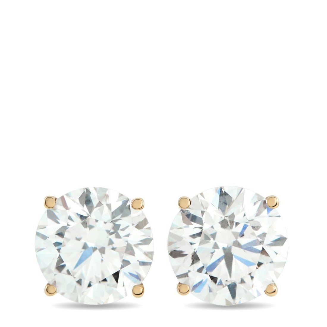 14K YELLOW GOLD 3.50 CT LAB-GROWN DIAMOND STUD EARRINGS: Near colorless, round brilliant lab-grown diamonds of VVS-VS clarity sit in classic 14K yellow gold baskets, giving off a radiant, open glow. At roughly 0.35 each, these earrings feel substantial