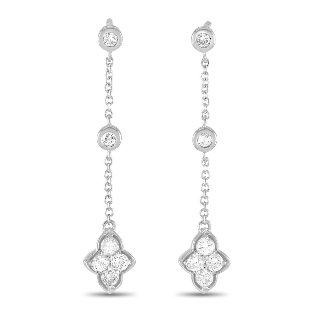 14K WHITE GOLD 0.33 CT DIAMOND DANGLE EARRINGS (1 of 1)