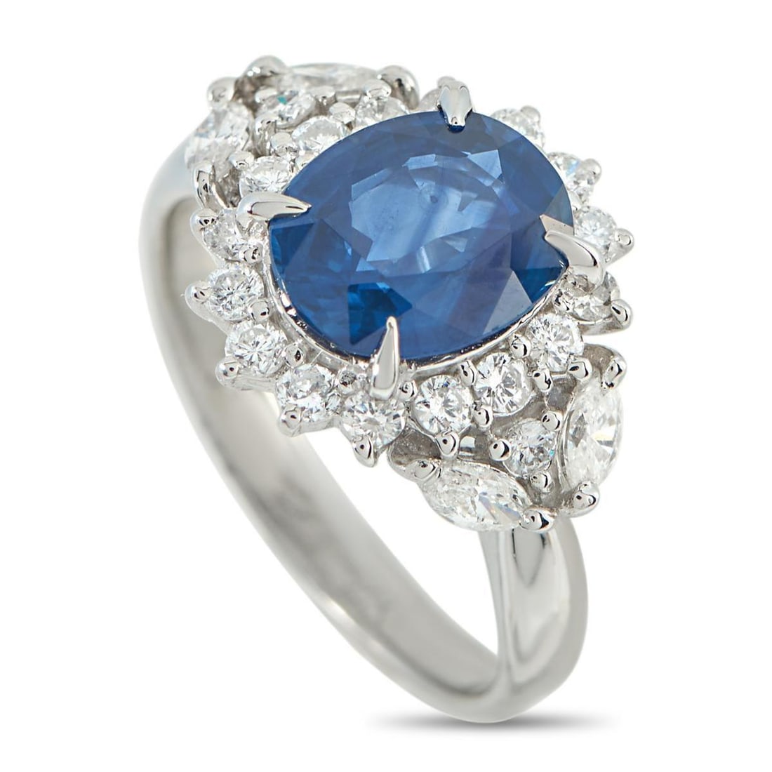 PLATINUM 0.70CT DIAMOND AND SAPPHIRE RING (1 of 4)