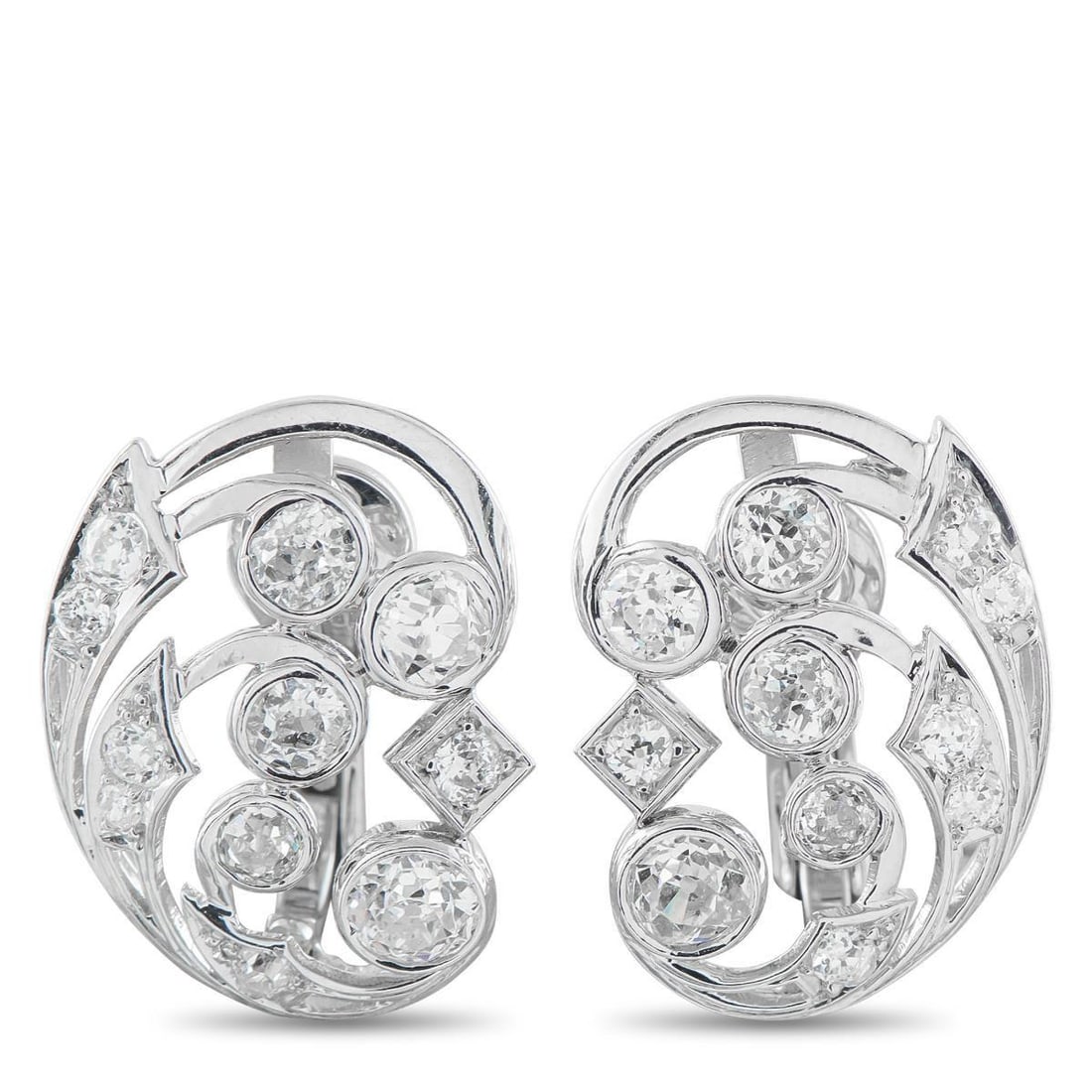 PLATINUM 3.50CT DIAMOND CLIP-ON EARRINGS: Sparkling Diamonds totaling 3.50 carats make these earrings simply unforgettable. The contemporary Platinum settings also feature openwork details, which provides these elegant earrings with delicate,