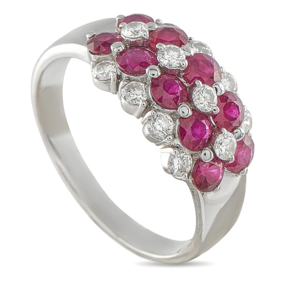 18K WHITE GOLD 0.56CT DIAMOND AND RUBY RING (1 of 4)