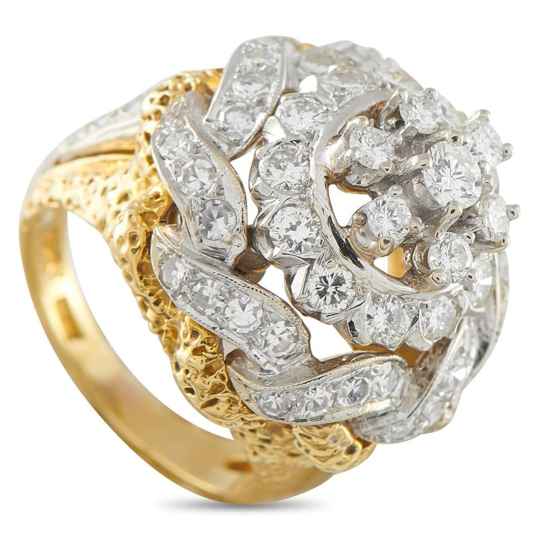 18K YELLOW AND WHITE GOLD 2.25CT DIAMOND STATEMENT RING (1 of 4)