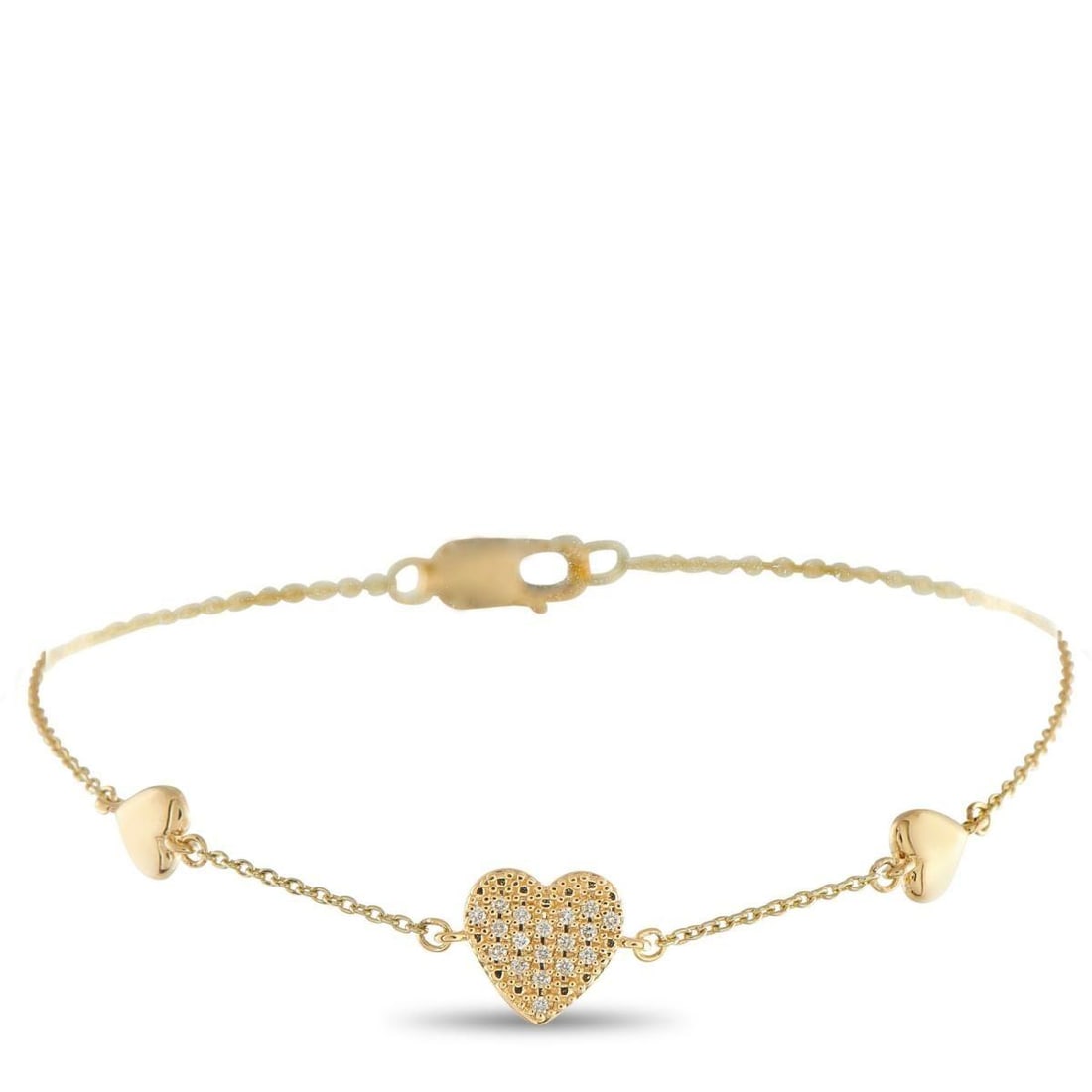 18K YELLOW GOLD 0.05CT DIAMOND HEART BRACELET (1 of 3)