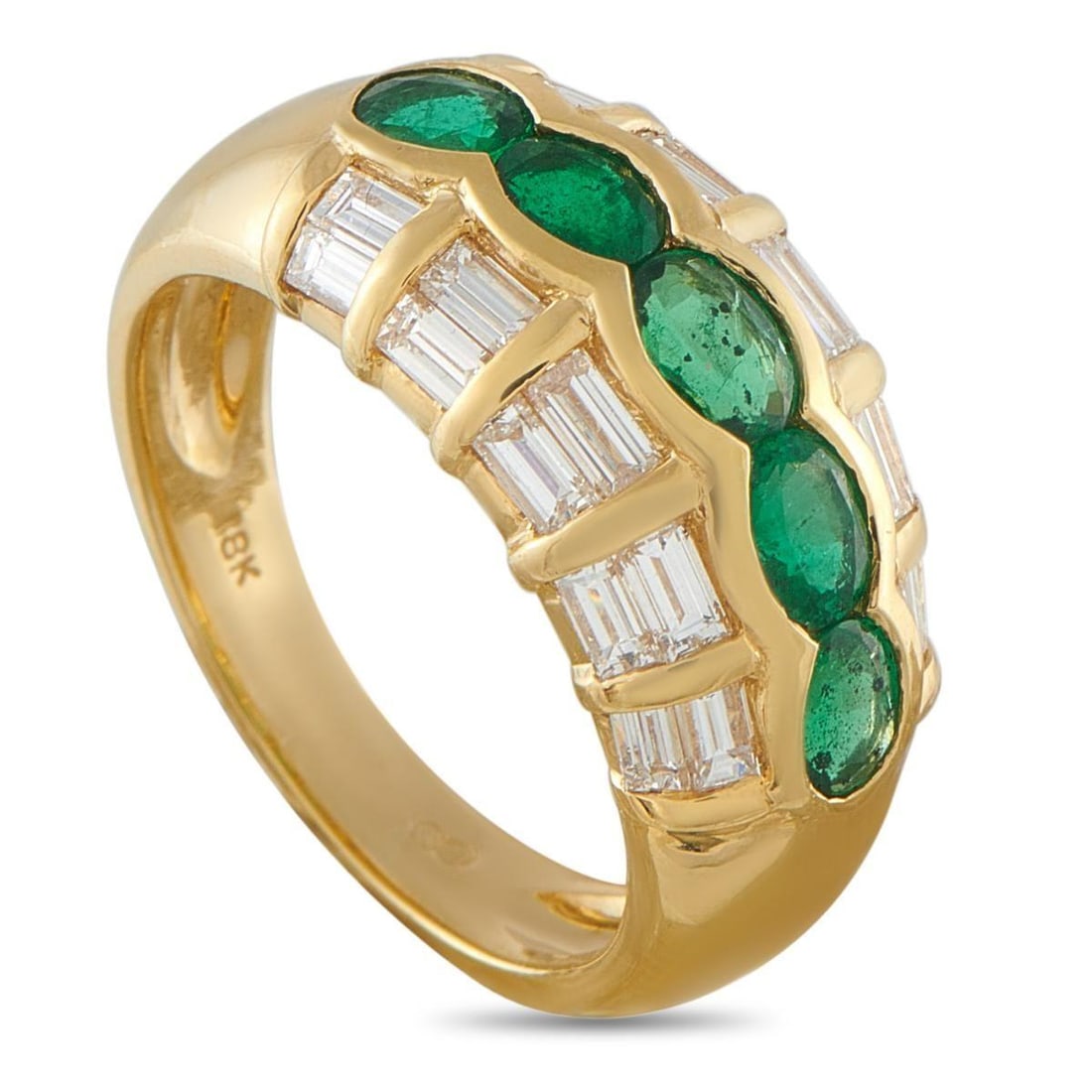 18K YELLOW GOLD 1.10CT DIAMOND AND EMERALD RING (1 of 4)