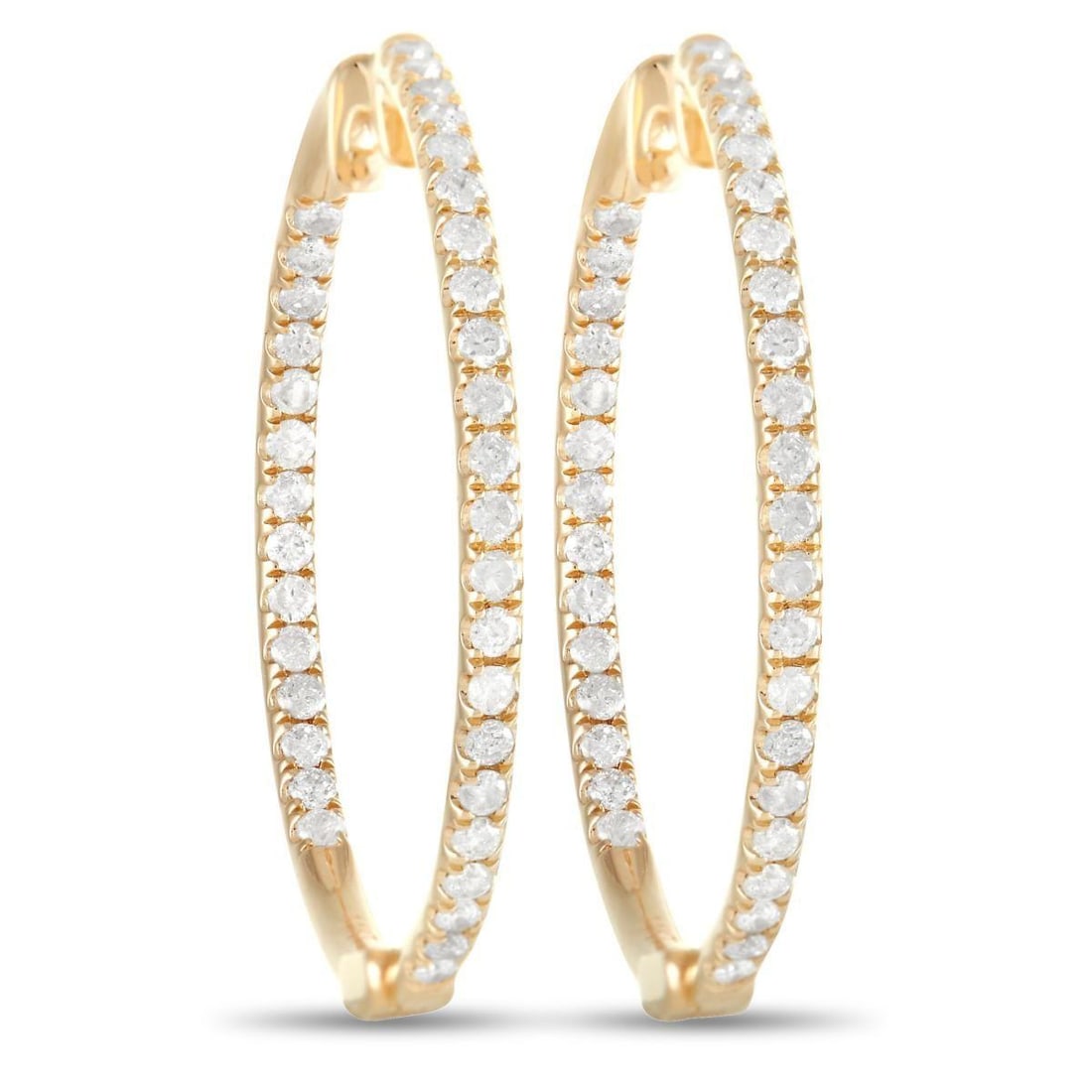 14K YELLOW GOLD 1.0CT DIAMOND HOOP EARRINGS (1 of 1)