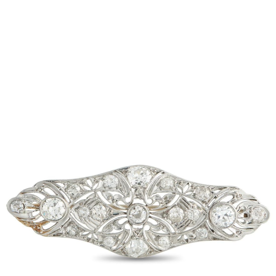 PLATINUM 1.75CT DIAMOND BROOCH (1 of 3)