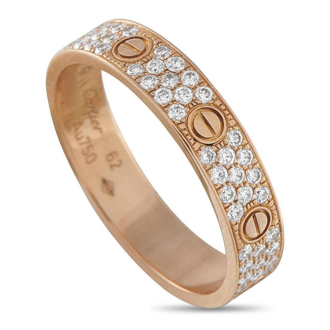 CARTIER LOVE 18K ROSE GOLD DIAMOND PAVE RING (1 of 5)
