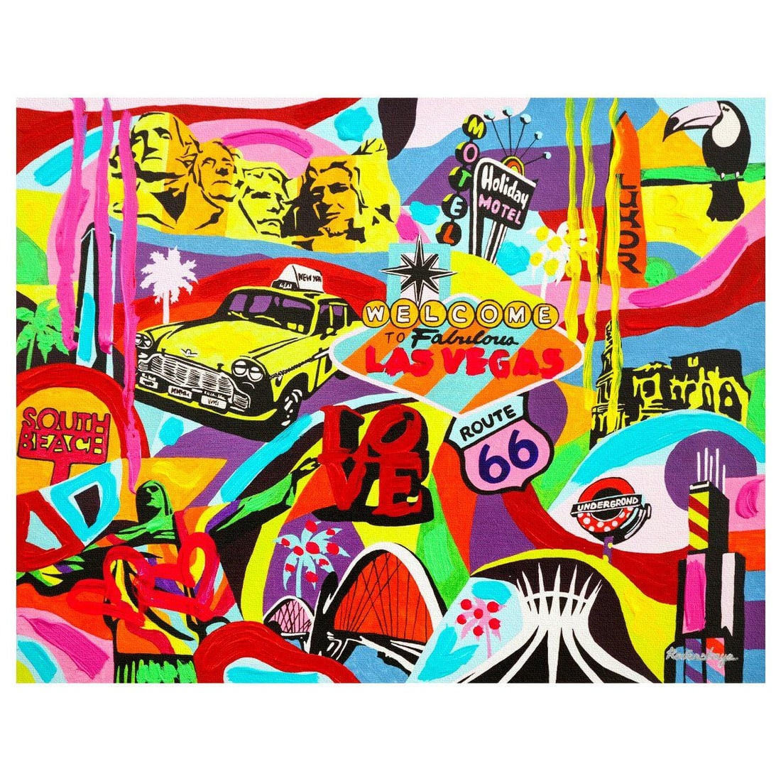 Nastya Rovenskaya- Original Mixed Media on Canvas "Casino Life": Artist: Nastya Rovenskaya. Medium: Original Mixed Media on Canvas. Title: Casino Life. Size: 16" x 20". Signature: Hand signed. Certificate of Authenticity: Is included. Reference#: 70971.