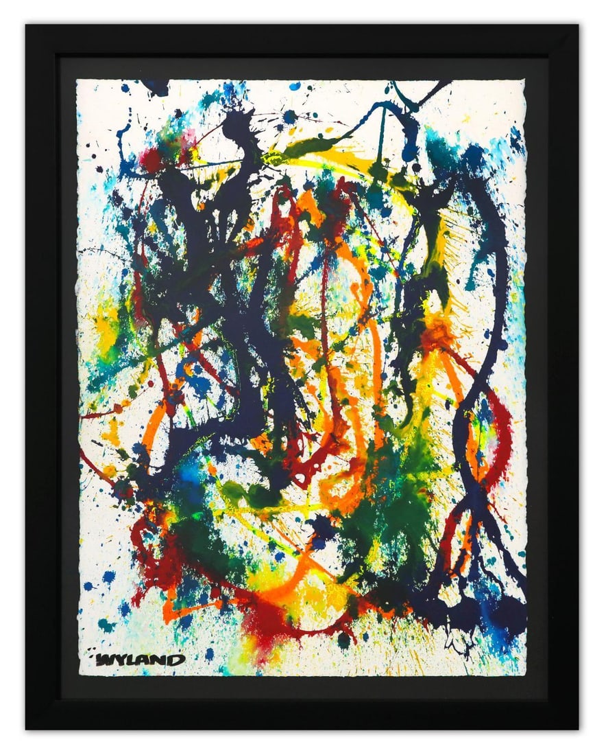 Wyland- Original Watercolor Painting on Deckle Edge Paper "Abstract": Artist: Wyland. Medium: Original Watercolor Painting on Deckle Edge Paper. Title: Abstract. Size: 30" x 22". Measures approx. 36" x 29" (framed). Signature: Hand Signed by the artist. Certificate of A