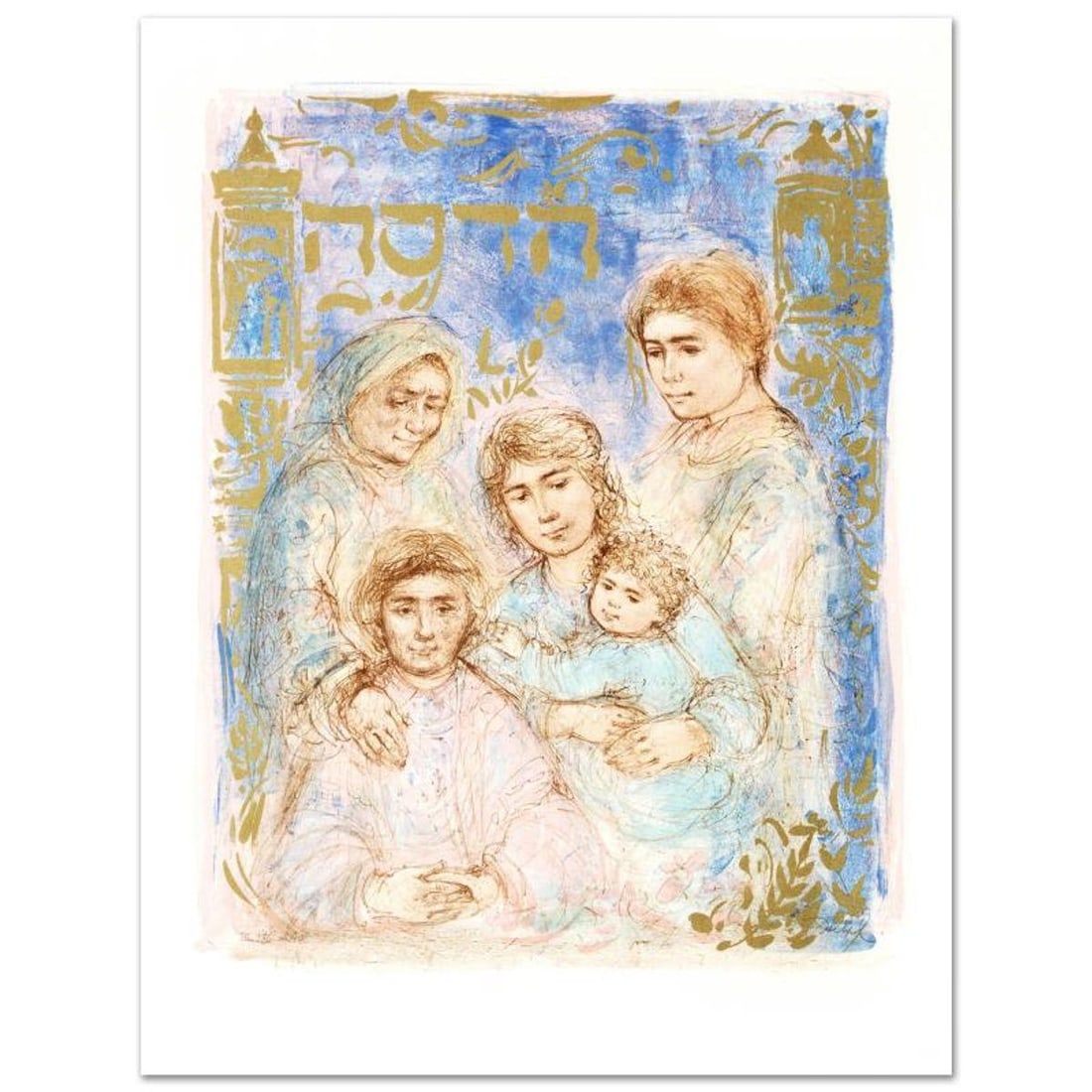 Hadassah, The Generation Limited Edition Lithograph by Edna Hibel (1917-2014), Numbered and Hand: Hadassah - The Generation is a limited edition lithograph on paper, numbered and hand signed by Edna Hibel (1917-2014). Includes Certificate of Authenticity! Measures approx. 20" x 25.5" (with border)