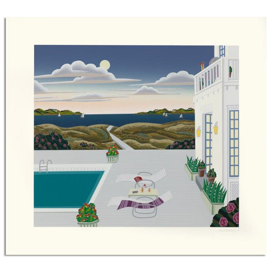 Thomas Mcknight, "Cape Ann (New England)" Limited Edition Serigraph, Numbered and Hand Signed with: Cape Ann (New England) is a limited edition serigraph on paper by Thomas Mcknight, numbered and hand signed by the artist. Includes Letter of Authenticity. Measures approx. 21" x 23" (border), 16" x 1