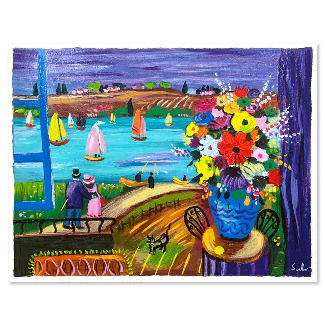 Shlomo Alter (1936-2021), "Lakeside Festivities" Hand Signed, Numbered Limited Edition with Letter (1 of 2)