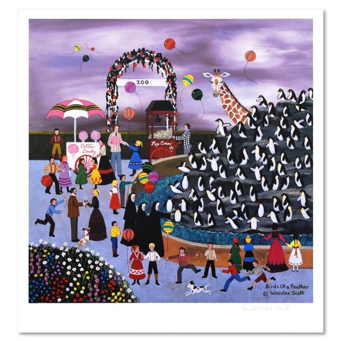 Jane Wooster Scott, "Birds of a Feather" Limited Edition Lithograph, Numbered and Hand Signed with: Birds of a Feather is a limited edition lithograph on paper by Jane Wooster Scott. The piece is hand signed and numbered and comes with a letter of authenticity. Measures approx. 13" x 13.5" (border),