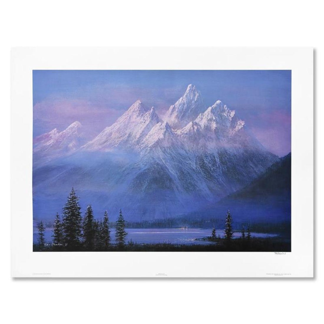 Peter Ellenshaw (1913-2007), "Teton Twilight" Limited Edition Lithograph, Numbered and Hand Signed: Teton Twilight is a limited edition lithograph on paper by Peter Ellenshaw (1913-2007), numbered and hand signed by the artist. Includes Letter of Authenticity. Measures approx. 34.5" x 24.5" (border)