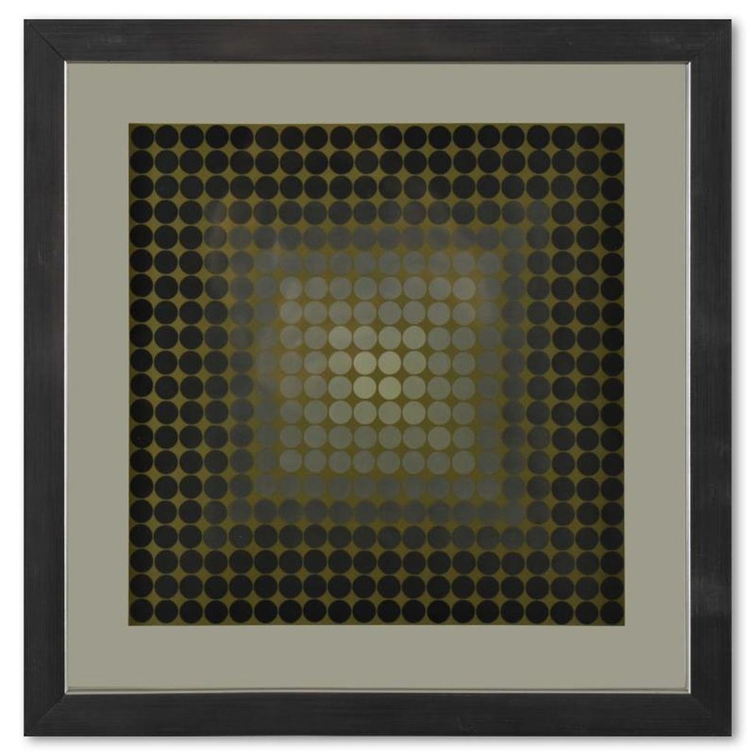 Victor Vasarely (1908-1997), "CTA - 102 de la serie CTA - 102" Framed 1971 Heliogravure Print with: CTA - 102 de la serie CTA - 102 is a heliogravure print on paper, published in 1971, by Victor Vasarely (1908-1997). This piece comes custom framed, with a letter of authenticity and with a 1976 Vasar