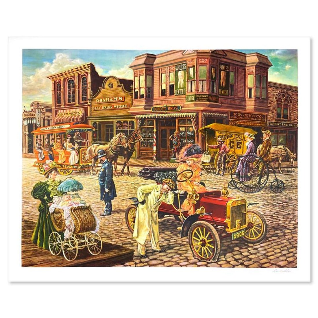 Lee Dubin, "Main Street" Limited Edition Lithograph, Numbered and Hand Signed and Letter of: Main Street is a limited edition lithograph on paper by Lee Dubin, numbered and hand signed by the artist. Includes Letter of Authenticity. Measures approx. 34" x 28" (with border), 30" x 24" (image).