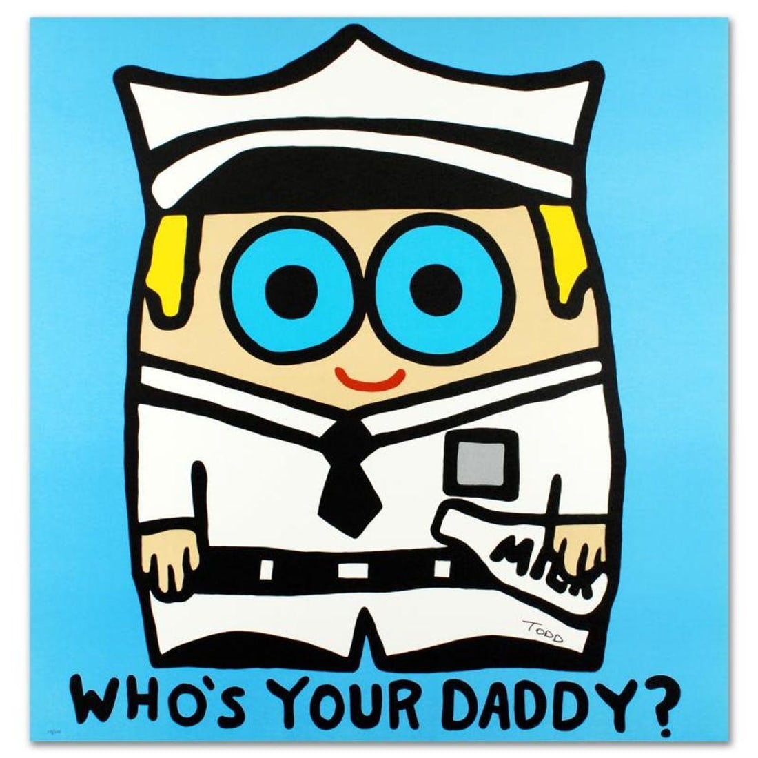 Who's Your Daddy Limited Edition Lithograph by Todd Goldman, Numbered and Hand Signed with: Pop artist Todd Goldman is known all across the globe for his whip-smart and wickedly funny puns and pictures! "Who's Your Daddy" is a limited edition lithograph on paper, numbered and hand signed by