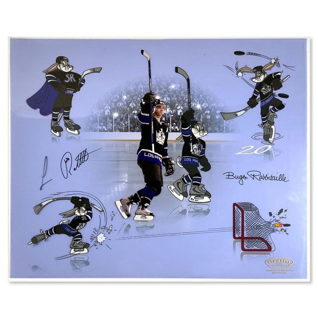 Bugs Rabitaille Hand Painted Limited Edition Sericel, Numbered and Hand Signed by Luc Robitaille: Bugs Rabitaille is a hand painted limited edition sericel, numbered and hand signed by Hall of Fame NHL Player, Luc Robitaille. Includes Certificate of Authenticity. Measures approx. 17" x 14" (image)