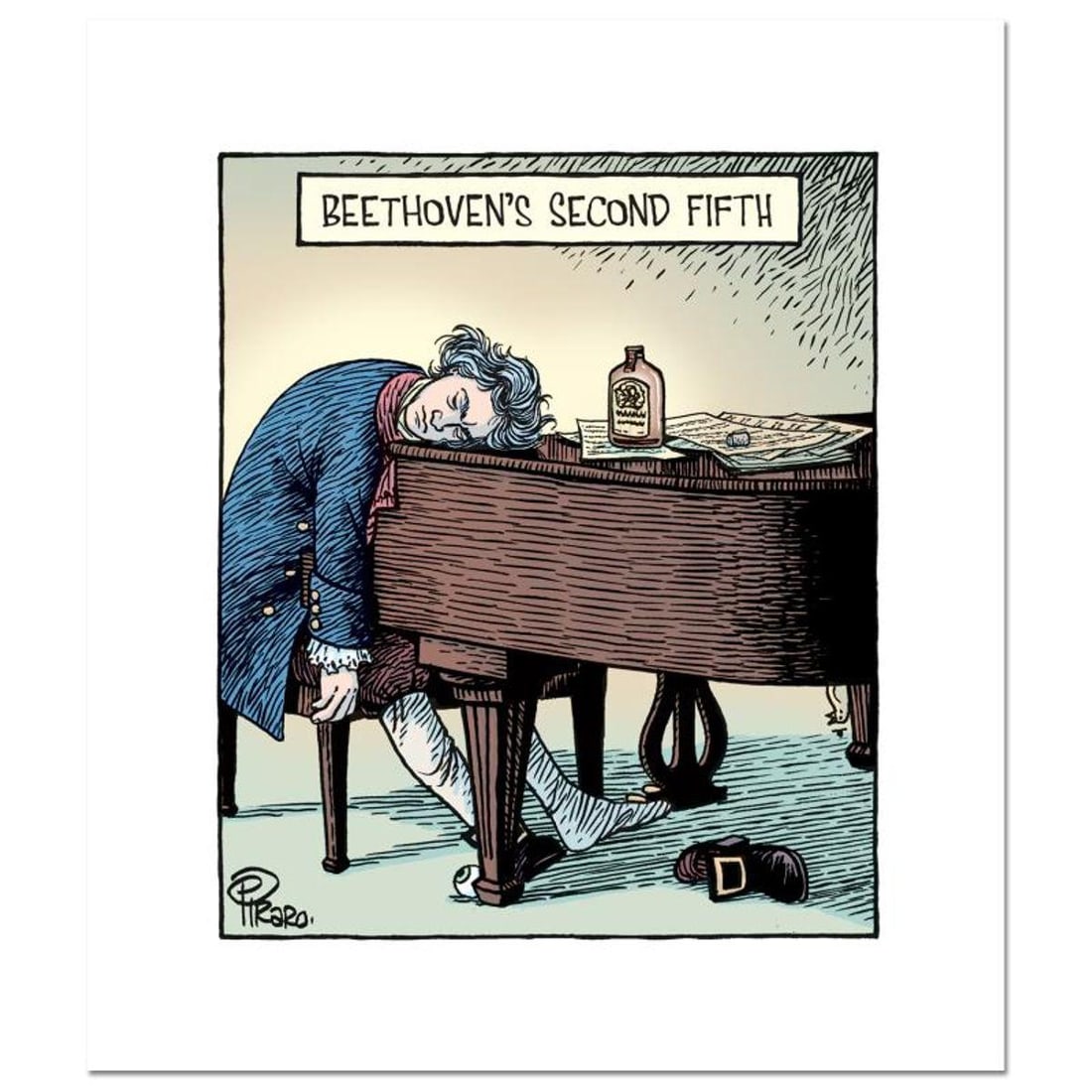 Bizarro, "Beethoven Fifth" Numbered Limited Edition Hand Signed by Creator Dan Piraro; Letter of: Beethoven Fifth is a limited edition giclee on paper by Dan Piraro, creator of the critically acclaimed and award winning comic strip, Bizarro, numbered and hand signed by the artist. Includes Letter