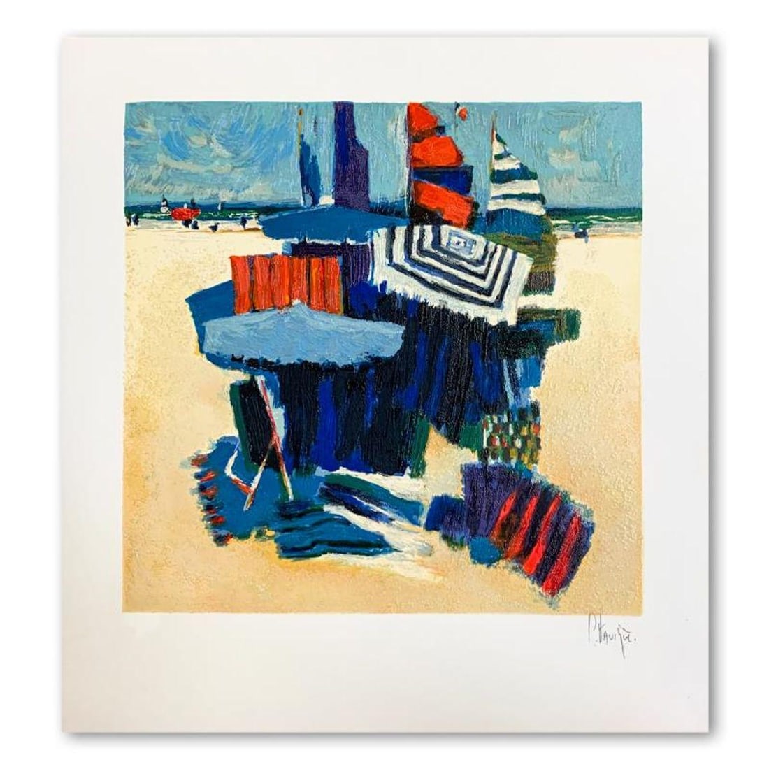 Claude Fauchere, "Beach Hideout" Hand Signed Limited Edition Serigraph on Paper with Letter of (1 of 2)