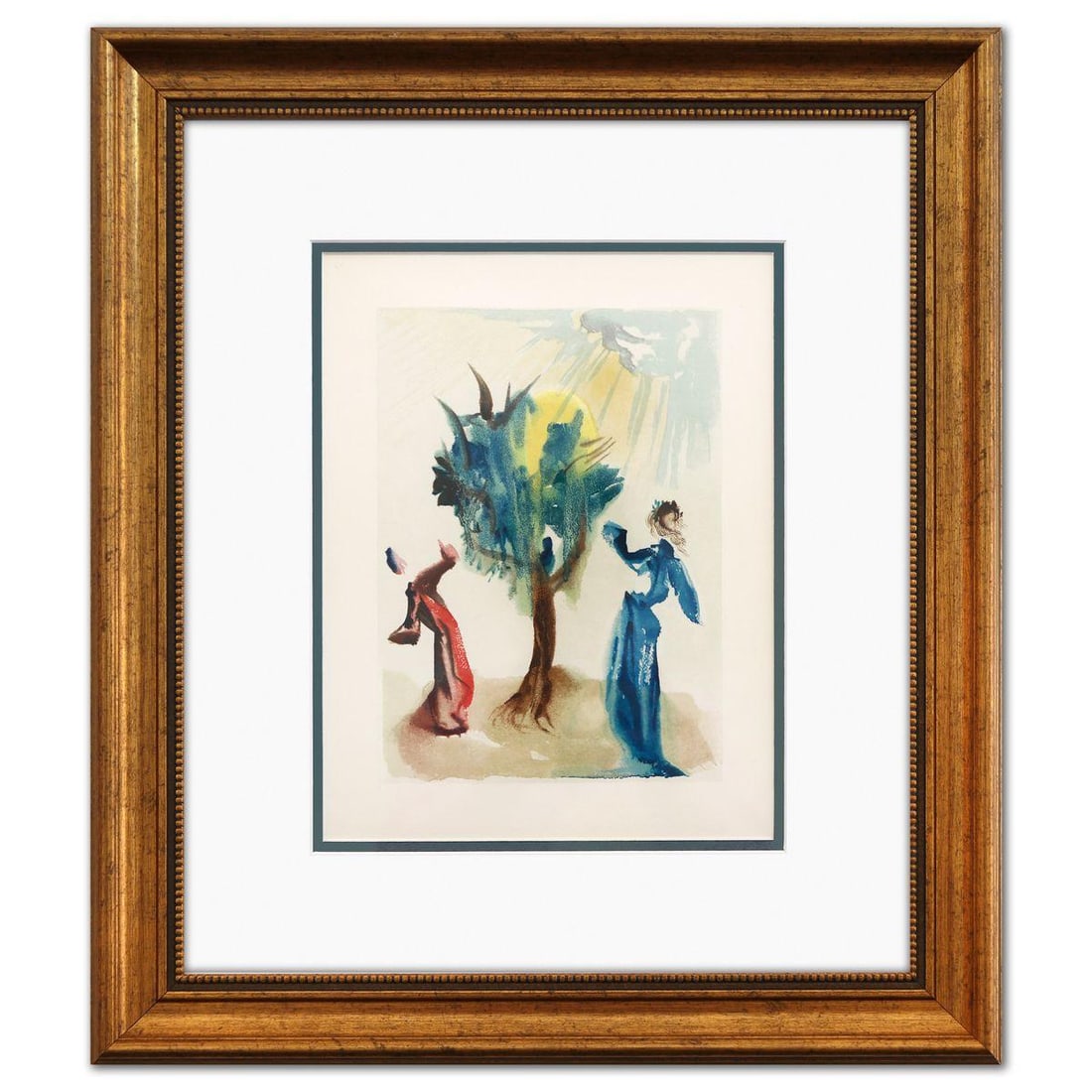 Salvador Dali- Original Color Woodcut on B.F.K. Rives Paper "Purgatory 24" (1 of 2)