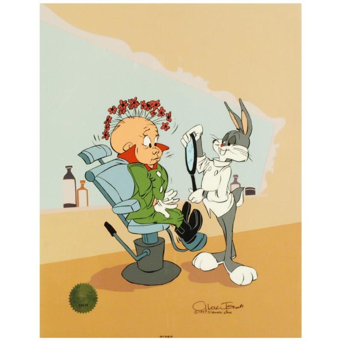 Rabbit of Seville III Sold Out. Limited Edition Animation Cel with Hand Painted Color. Numbered and: Own this amazing piece based on the original line image hand drawn and hand-inked on paper by Chuck Jones (1912-2002)! "Rabbit of Seville III" is a limited edition animation cel from a sold out editio