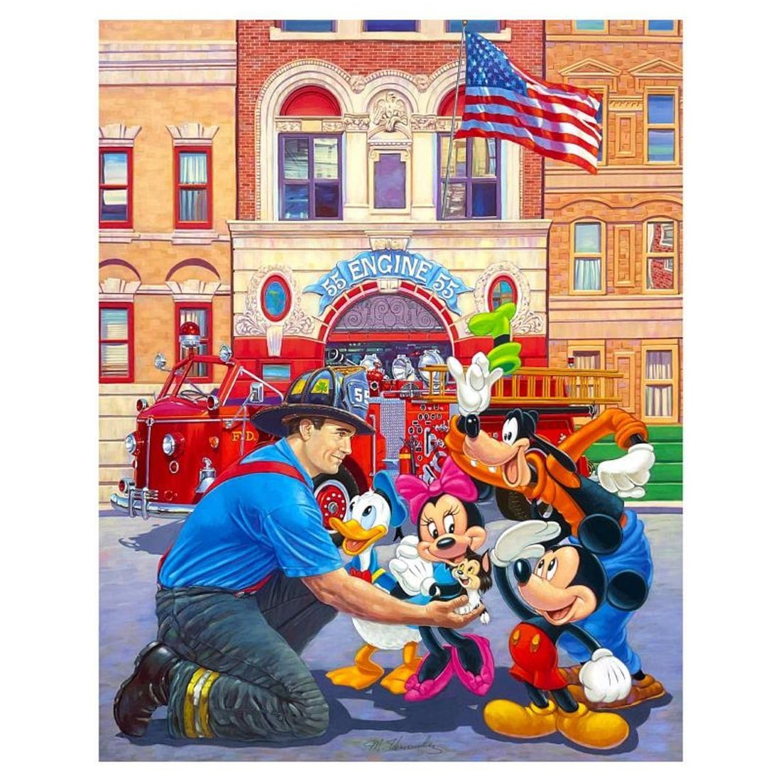Manuel Hernandez, "Engine 55" Limited Edition Mixed Media Lithograph from Disney Fine Art, Numbered: Engine 55 is a limited edition lithograph with serigraph highlights on paper by Manuel Hernandez, numbered and hand signed by the artist. This piece is licensed by Disney Fine Art. Includes Letter of