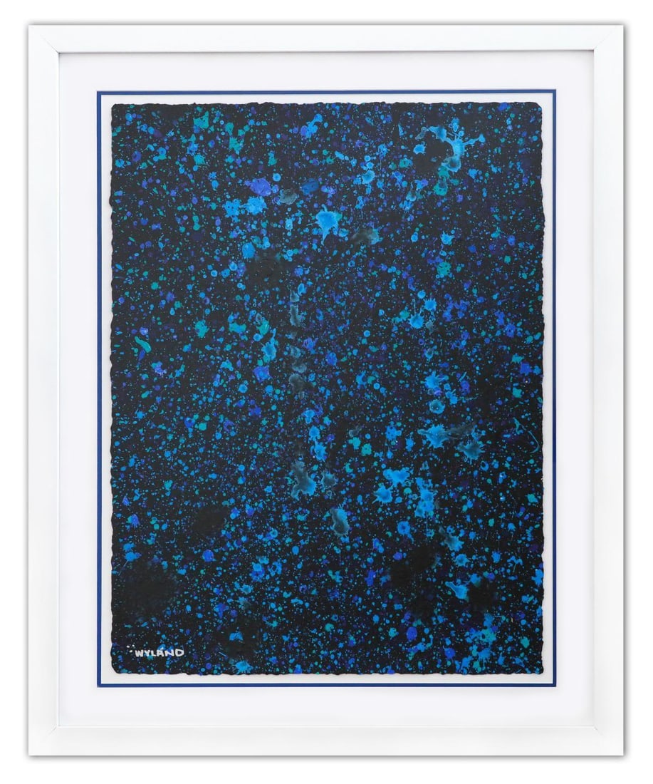 Wyland- Original Watercolor Painting on Deckle Edge Paper "Abstract Drip": Artist: Wyland. Medium: Original Watercolor Painting on Deckle Edge Paper. Title: Abstract Drip. Size: 30" x 22". Measures approx. 39" x 31" (framed). Signature: Hand Signed by the artist. Certificate