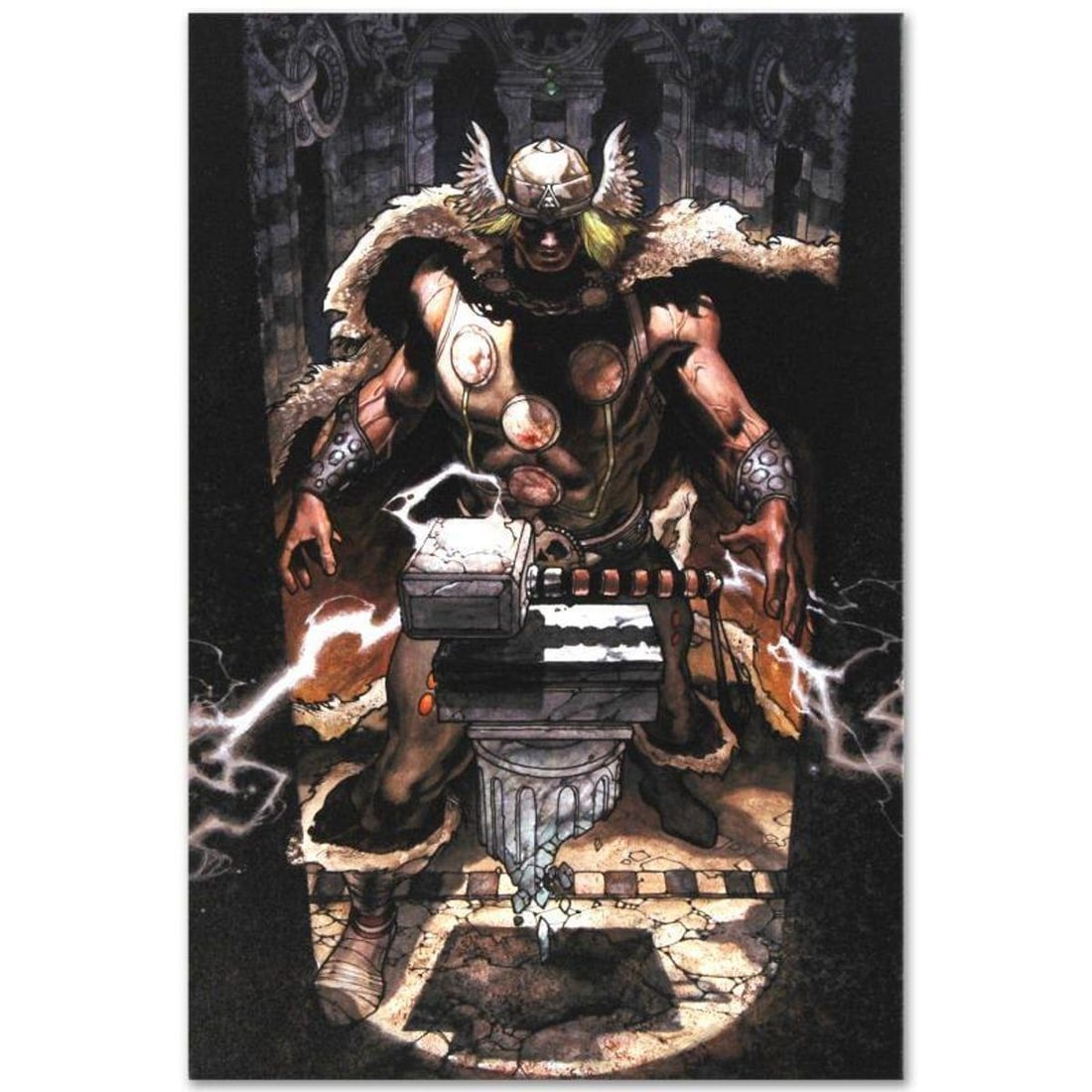 Marvel Comics "Thor: For Asgard #6" Numbered Limited Edition Giclee on Canvas by Simone Bianchi with: A piece of comic book history, this limited edition, from original art by Simone Bianchi, depicts a mighty Thor. Known for his use of ink wash in his work, Simone Bianchi is an Italian comic book arti