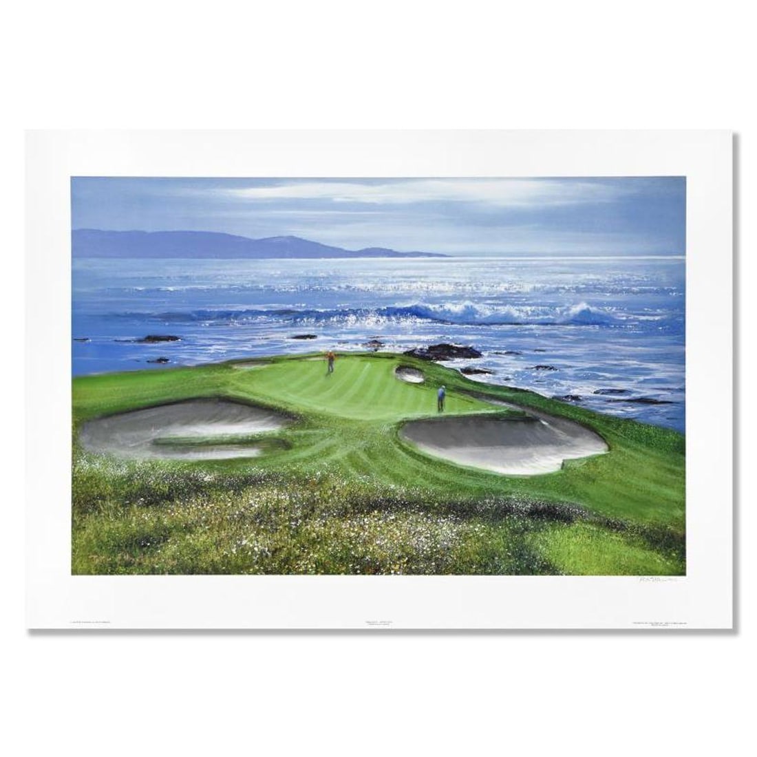 Peter Ellenshaw (1913-2007), "Pebble Beach Seventh Hole" Limited Edition Lithograph, Numbered and: Pebble Beach Seventh Hole is a limited edition lithograph on paper by Peter Ellenshaw (1913-2007), numbered and hand signed by the artist. Includes Letter of Authenticity. Measures approx. 37.5" x 25.