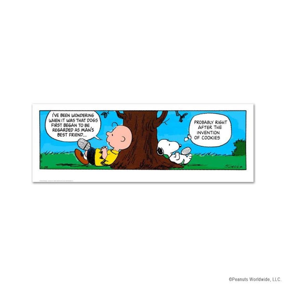 Peanuts, "Invention of Cookies" Hand Numbered Limited Edition Fine Art Print with Certificate of: A vibrant and striking edition portraying the simple yet emotive art of Charles. M. Schulz, creator of PEANUTS . You'll love the color, it really POPS in person! Bold and beautiful, with watercolour e