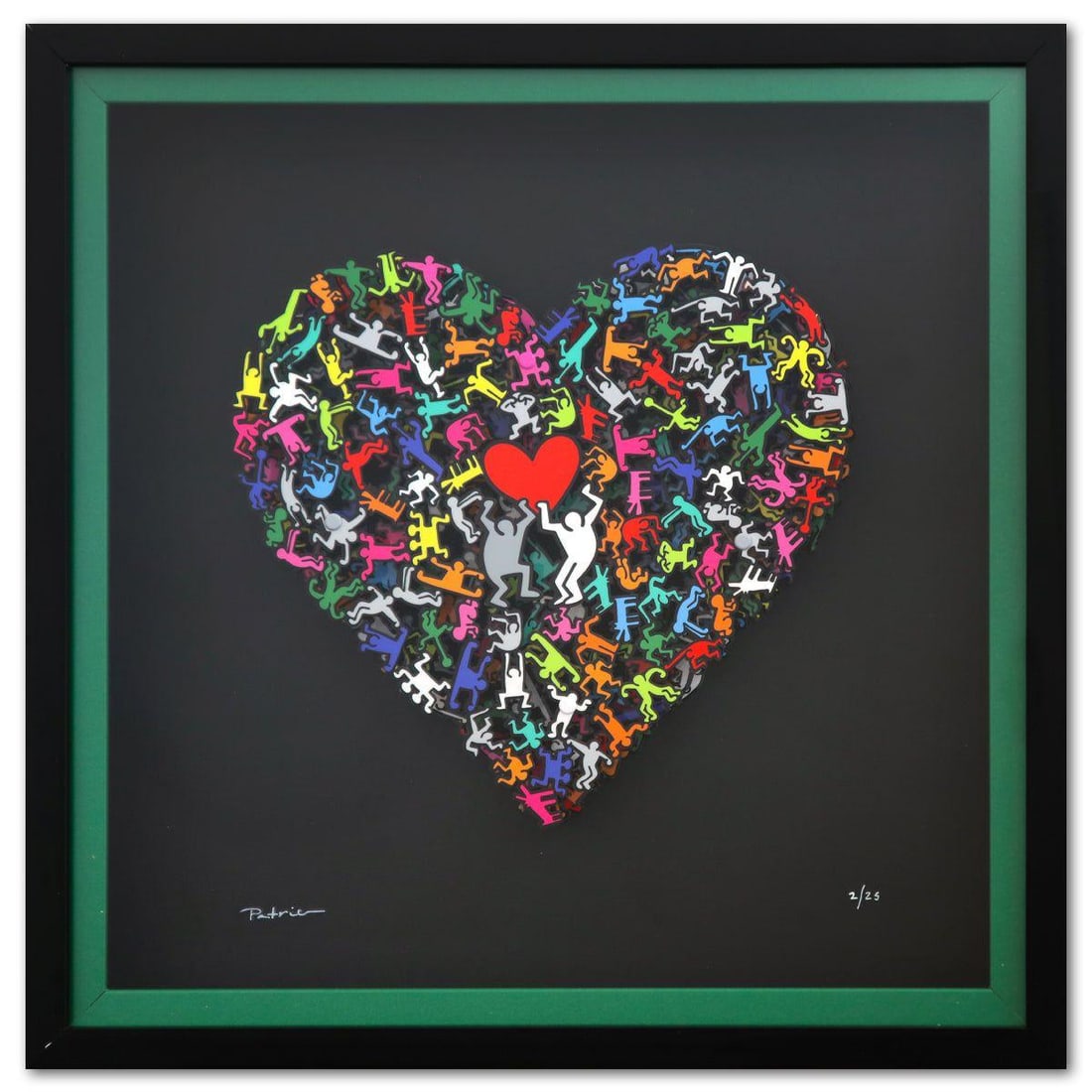 Patricia Govezensky- 3D Multilayered Woodcut "Dancers": Artist: Patricia Govezensky. Medium: 3D Multilayered Woodcut. Title: Dancers. Size: 12" x 12". Measures approx. 20" x 20" (framed). Signature: Hand Signed and numbered by the artist. Certificate of