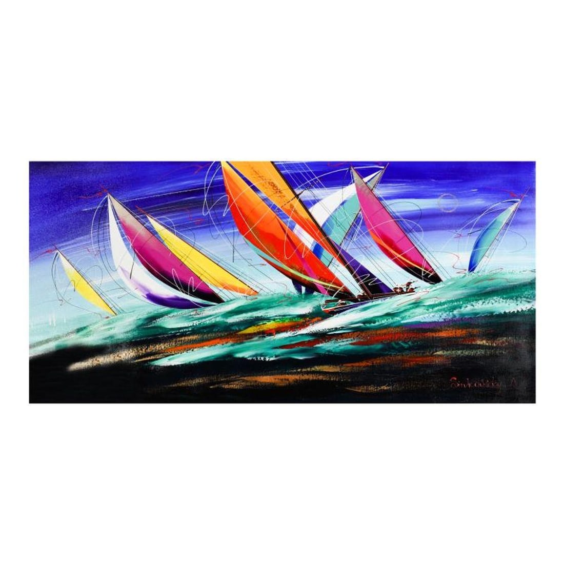 Natalia Sinkovsky, Hand Signed Original Acrylic Painting on Canvas with Letter Authenticity.: This is an original acrylic painting on canvas by Natalia Sinkovsky, hand signed by the artist. Includes Letter of Authenticity. Measures approximately 24" x 48" (image).