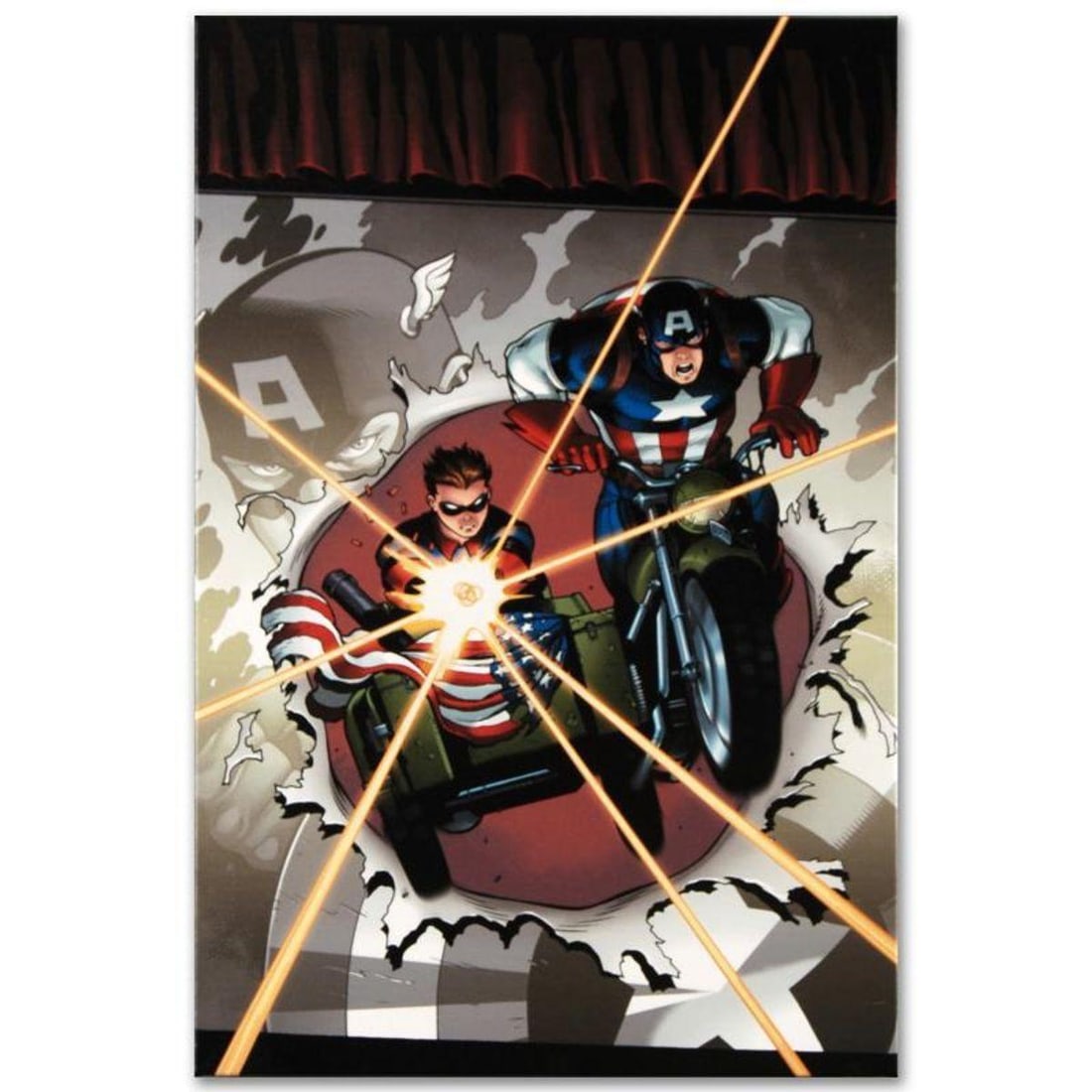 Marvel Comics "Captain America and Bucky #621" Numbered Limited Edition Giclee on Canvas by Ed: A piece of comic book history, this limited edition, from original art by Ed McGuinness, features the duo of Captain America and his long time friend Bucky. In May 2006, McGuinness entered an exclusiv