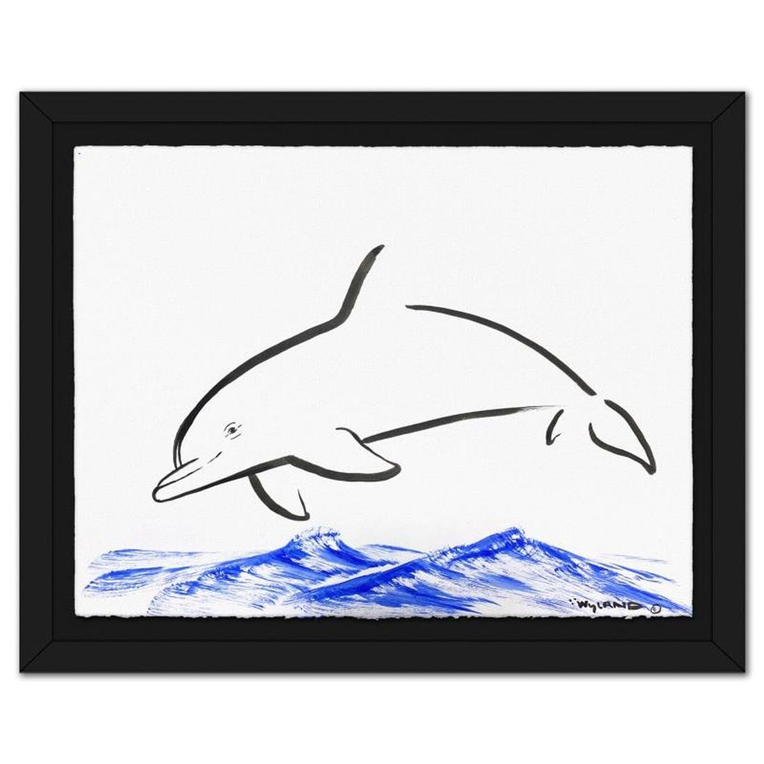 Wyland, "Dolphin" Framed Original Sumi Ink Painting, Hand Signed with Letter of Authenticity.: Dolphin is an original sumi ink painting on paper by Wyland, hand signed by the artist. This piece comes custom framed. Includes Letter of Authenticity. Measures approx. 30" x 37" (frame), 23" x 30" (