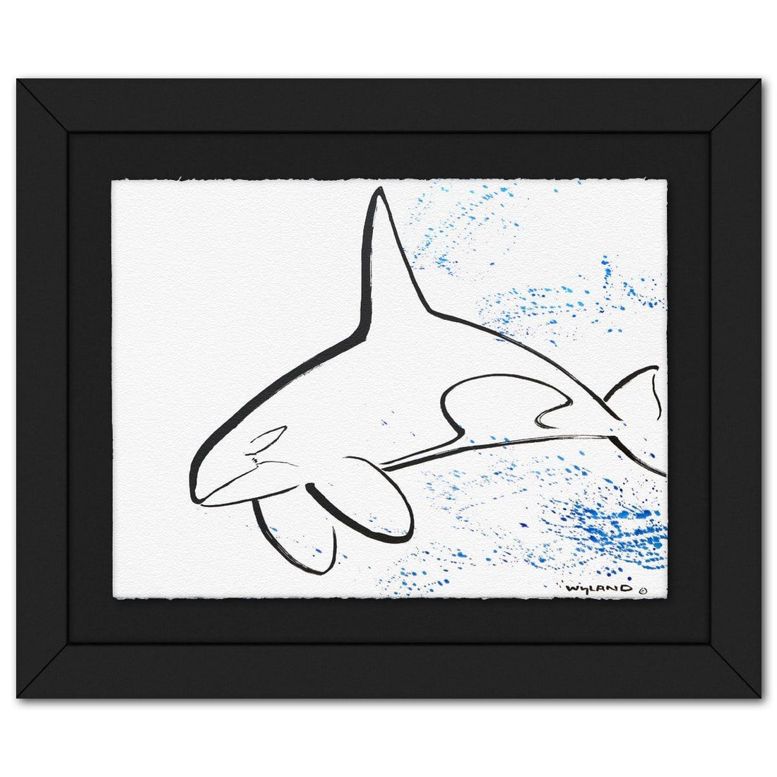 Wyland- Original Sumi Ink Painting "Killer Whale": Artist: Wyland. Medium: Original Sumi Ink Painting. Title: Killer Whale. Size: 23" x 30". Measures approx. 33" x 40" (framed). Signature: Hand signed by the artist. Certificate of Authenticity: Is inc