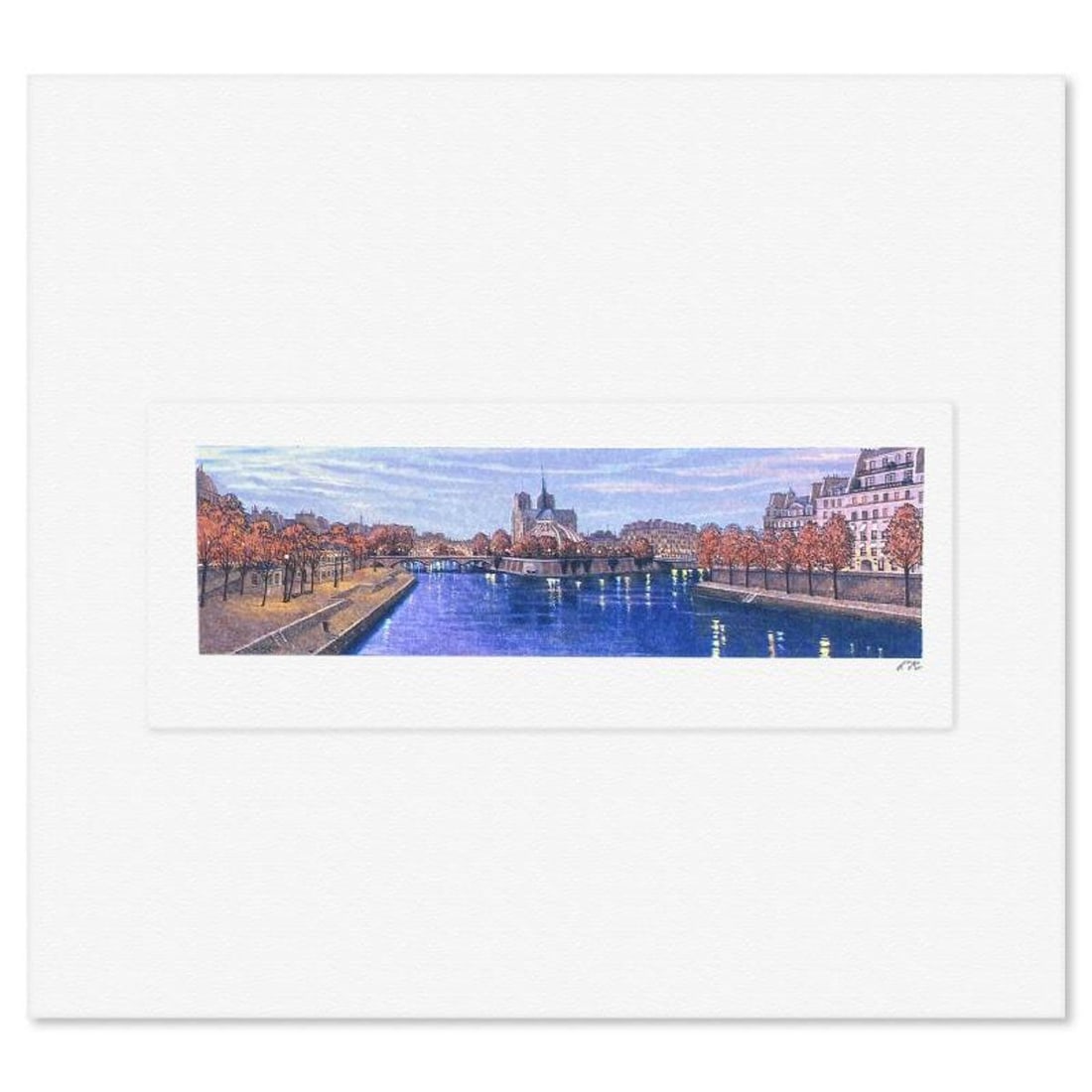 Liudmila Kondakova, "Pont de la Tournelle" Limited Edition Lithograph, Numbered and Hand Signed with: Pont de la Tournelle is a limited edition lithograph on paper by Liudmila Kondakova, hand signed by the artist. Includes Letter of Authenticity. Measures approx. 6" x 7" (border), 1.5" x 4.5" (image).