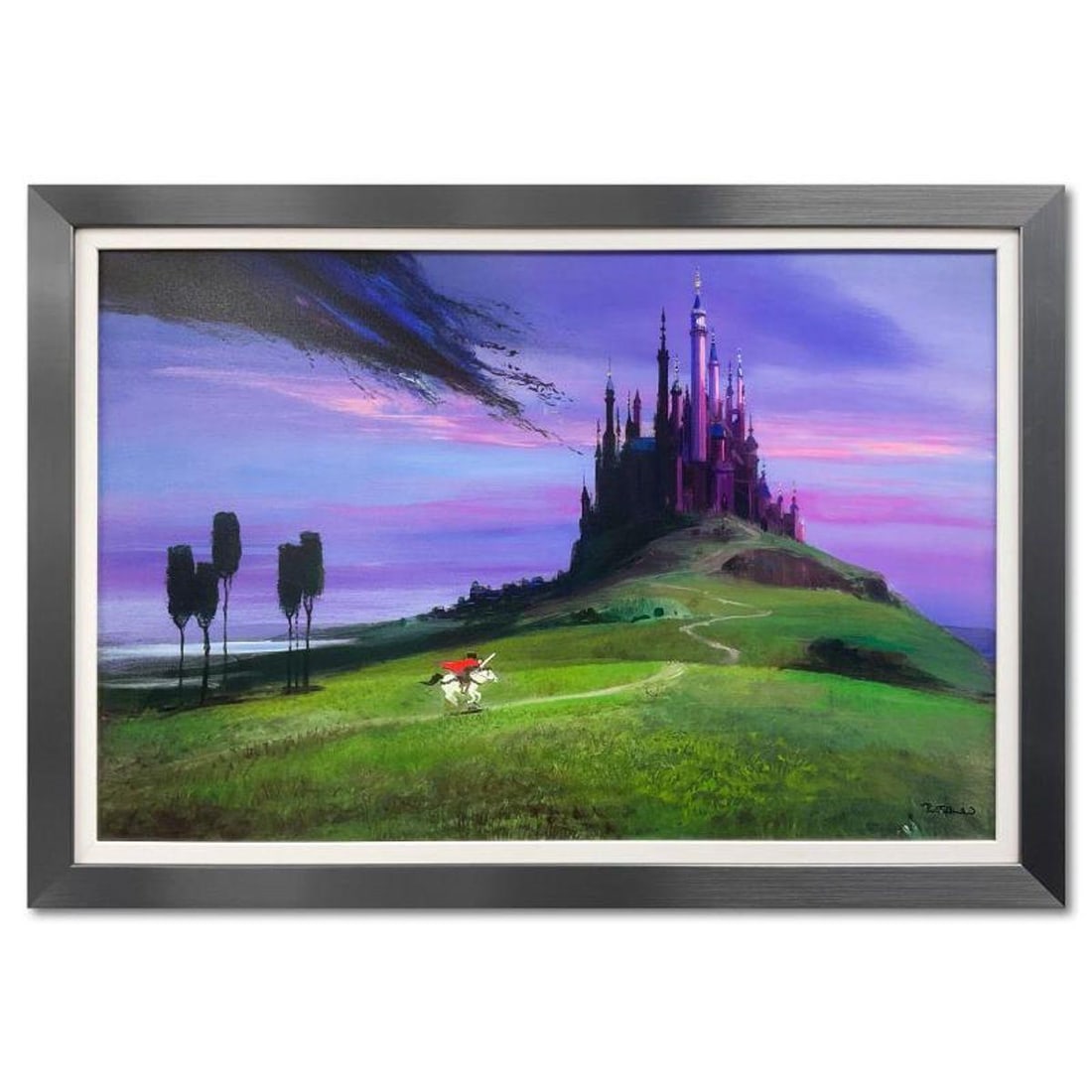 Peter Ellenshaw (1913-2007), "Aurora's Rescue" Framed Limited Edition Proof on Canvas from Disney: Aurora's Rescue is a limited edition proof giclee on canvas, numbered and hand signed by Peter Ellenshaw (1913-2007). This piece comes custom framed and is licensed by Disney Fine Art. Includes Letter