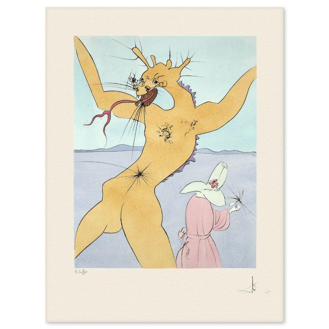 Salvador Dali- Etching "Shunboshi Little One-Inch": Artist: Salvador Dali. Medium: Etching. Title: Shunboshi Little One-Inch. Size: 26" x 20". Signature: Hand signed and numbered. Reference#: 74730.