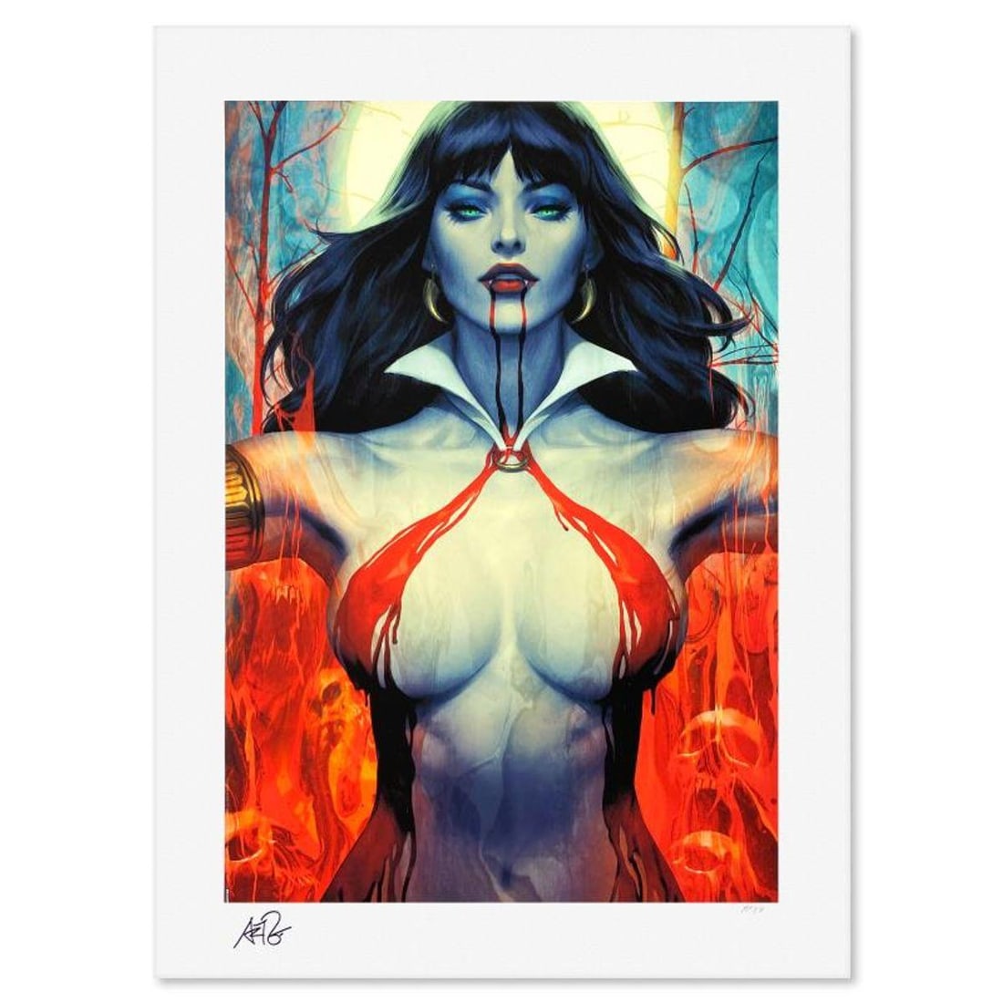Stanley "Artgerm" Lau, "Vampirella #2" Limited Edition, PP Numbered 3/4 and Hand Signed with Letter: Vampirella #2 is a limited edition giclee on paper by Stanley "Artgerm" Lau, PP numbered 3/4 and hand signed by the artist. Includes Letter of Authenticity. Measures approx. 24" x 18" (border) 20" x 1