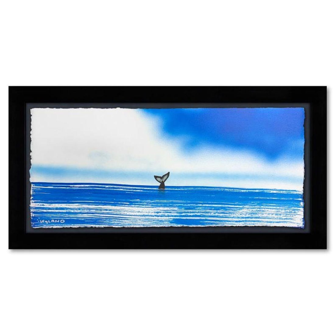 Wyland, "Fluke" Framed, Hand Signed Original Painting with Letter of Authenticity.: Fluke is an original painting acrylic on deckle edge paper by Wyland. Hand signed by the artist, the piece comes custom framed and with a letter of authenticity. Measures approximately 14.5" x 26.5" (